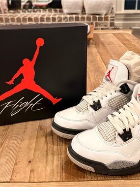 Jordan White and Red Retro Basketball Sneakers Size 6